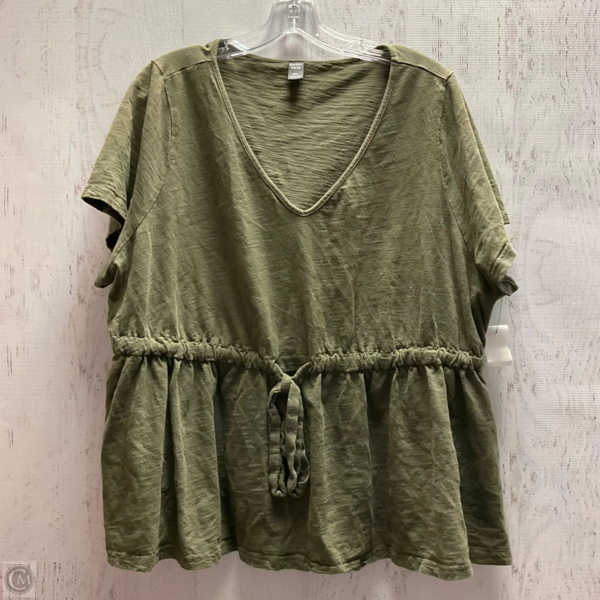 Casual Comfort Wear Top Short Sleeve By Shein In Green, Size: 4x