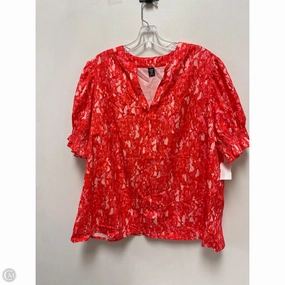 Top Short Sleeve By Shein In Red, Size: 2x Layering Piece Heathered Texture