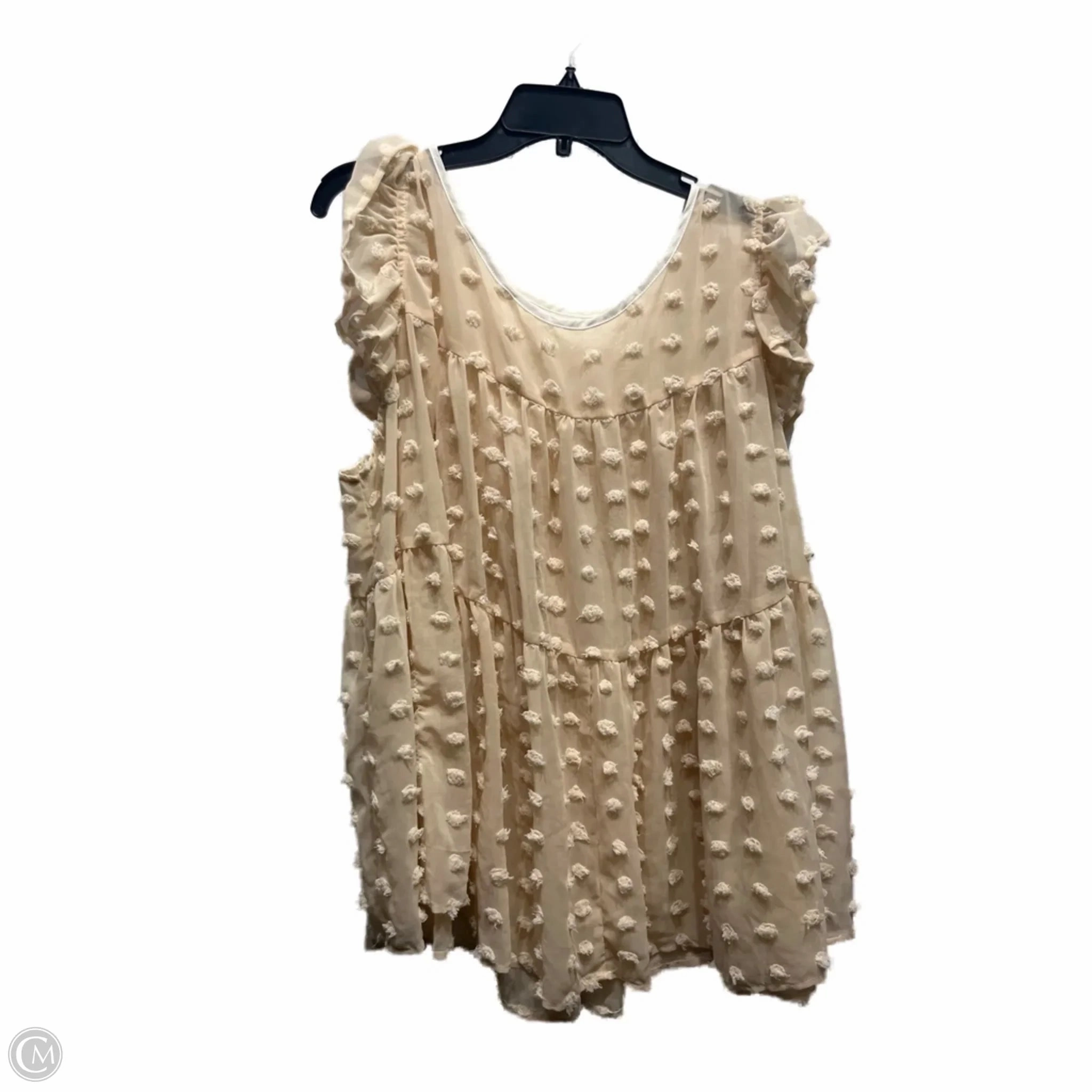 Top Short Sleeve By Shein In Tan, Size: 4x Classic Color Layered Shoulder Design