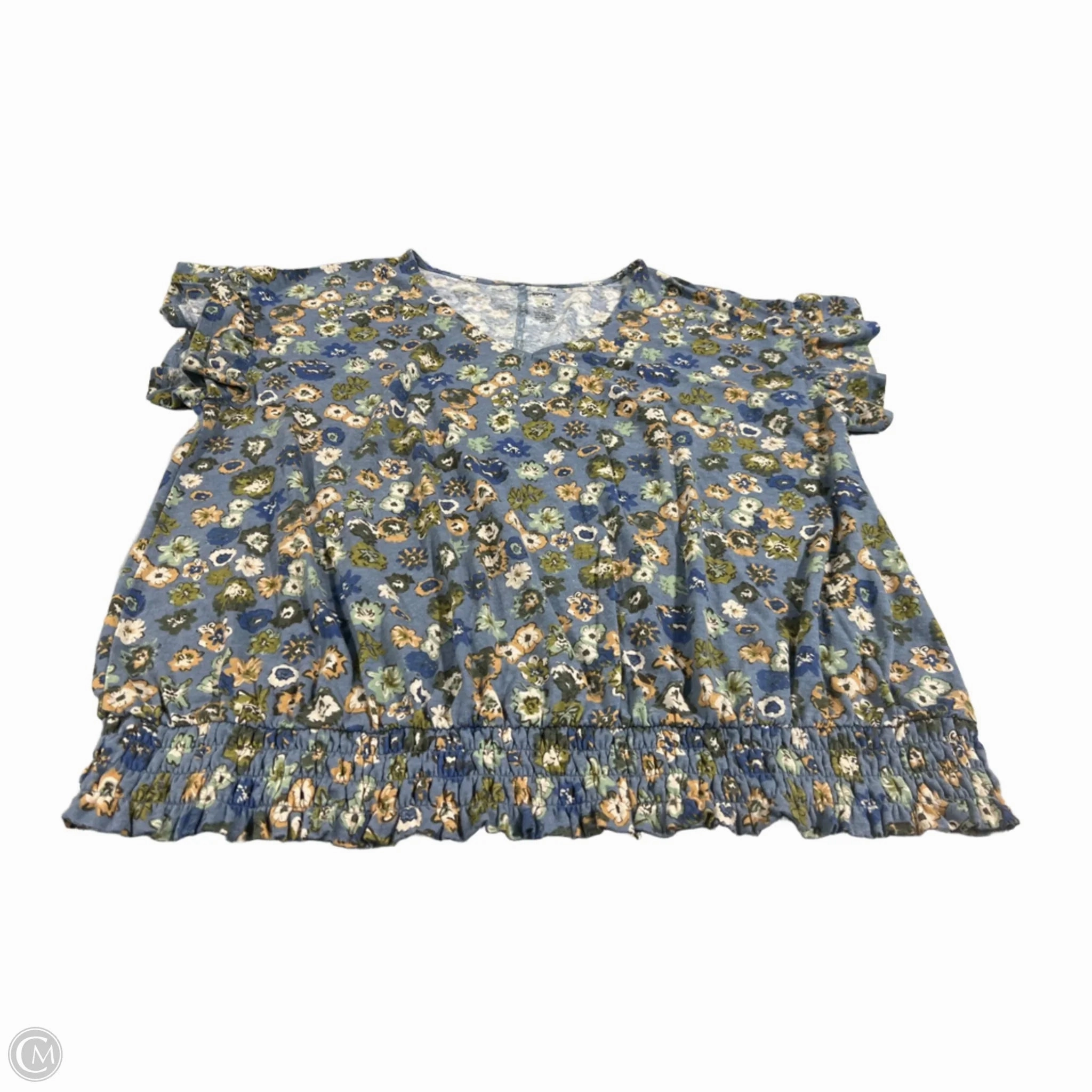 Low Impact Dye Top Short Sleeve By Sonoma In Floral Print, Size: 1x
