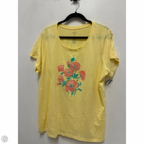 Stylish Everyday Wear Top Short Sleeve By St Johns Bay In Yellow, Size: 1x