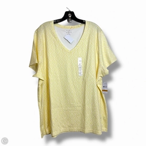 Striped modernity Casual Comfort Fit Top Short Sleeve By Studio Works In Yellow, Size: 3x