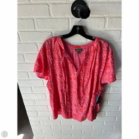 Plus size clothing Comfy Stretch Fit Top Short Sleeve By Style And Company In Orange & Pink, Size: Xl