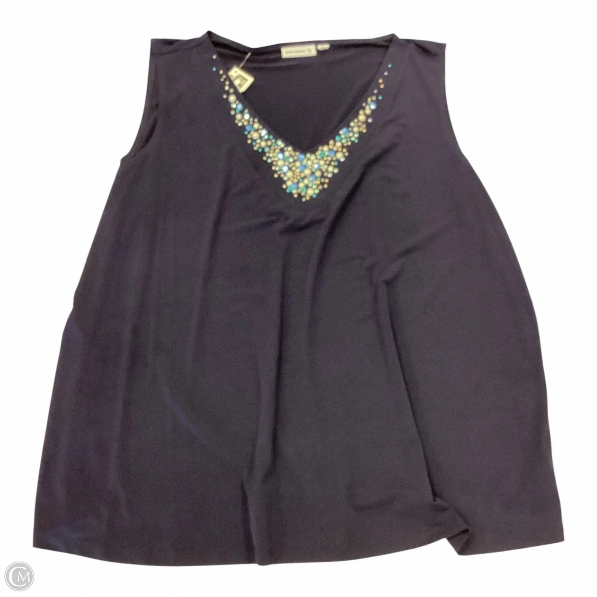 Everyday Fit Comfort Waist Top Short Sleeve By Susan Graver In Blue, Size: 3x