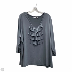 Top Short Sleeve By Susan Graver In Grey, Size: 2x Smooth Neckline