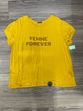 Breathable Flex Fit Sublimation Printed Collar Top Short Sleeve By Sweet Claire In Yellow, Size: 3x