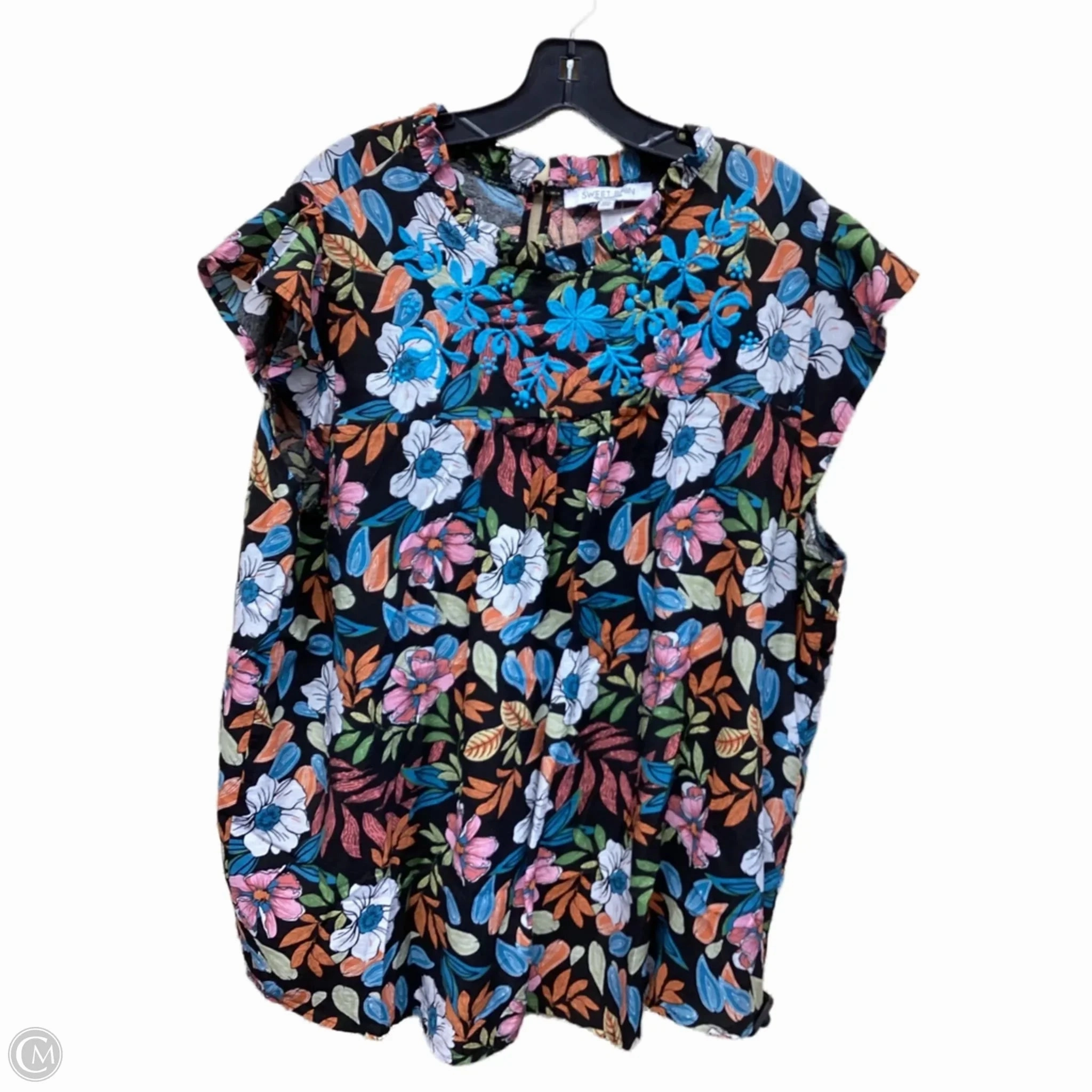 Top Short Sleeve By Sweet Rain In Floral Print, Size: 3x Date night Chilly Comfort