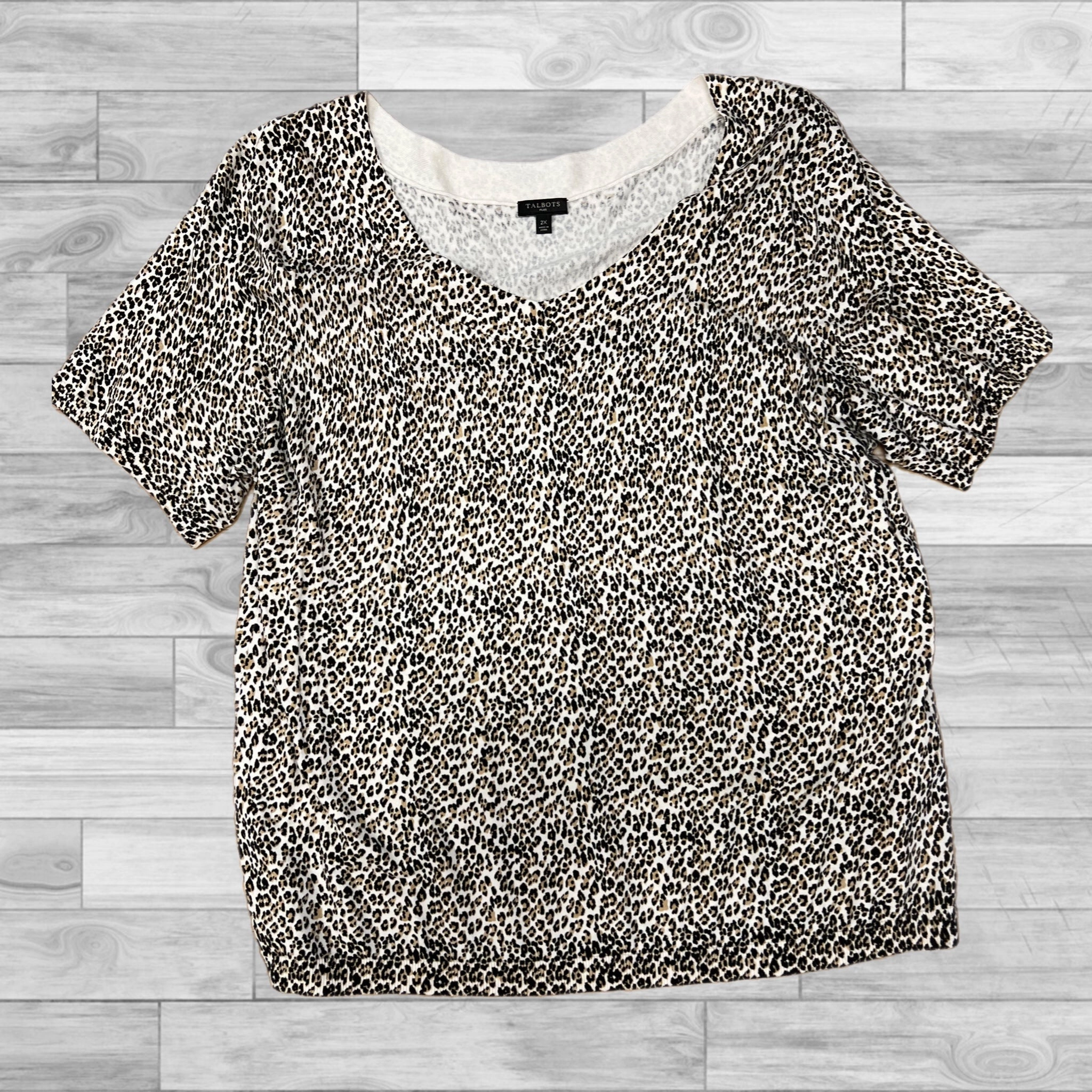 Top Short Sleeve By Talbots In Animal Print, Size: 2x Flexible Weave Comfortable