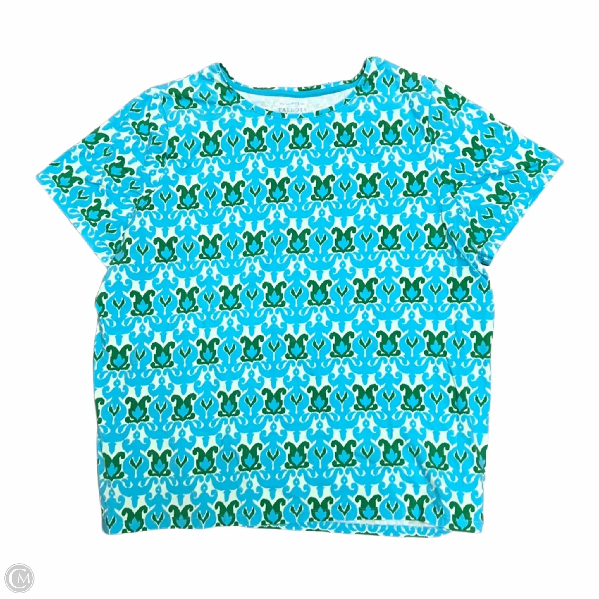 Comfy Layer Wear Relaxed Look Top Short Sleeve By Talbots In Blue & Green, Size: 2x