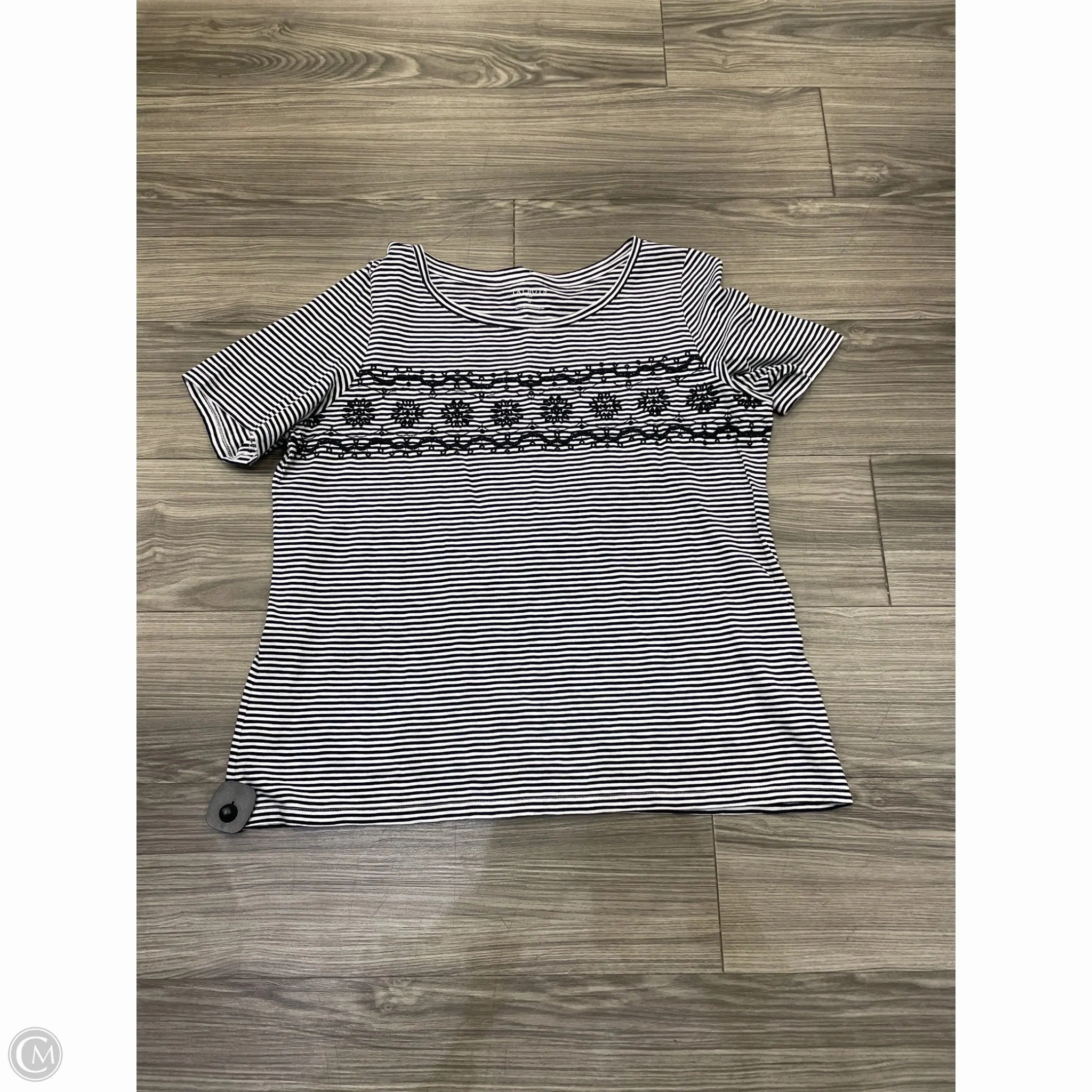 Top Short Sleeve By Talbots In Blue & White, Size: 1x Boat Neck