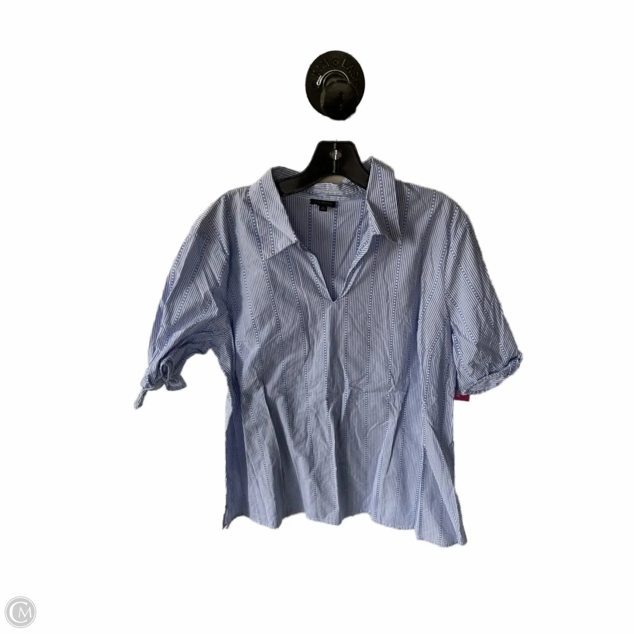 Comfy Waistband Modern Fit Top Short Sleeve By Talbots In Blue & White, Size: Xl