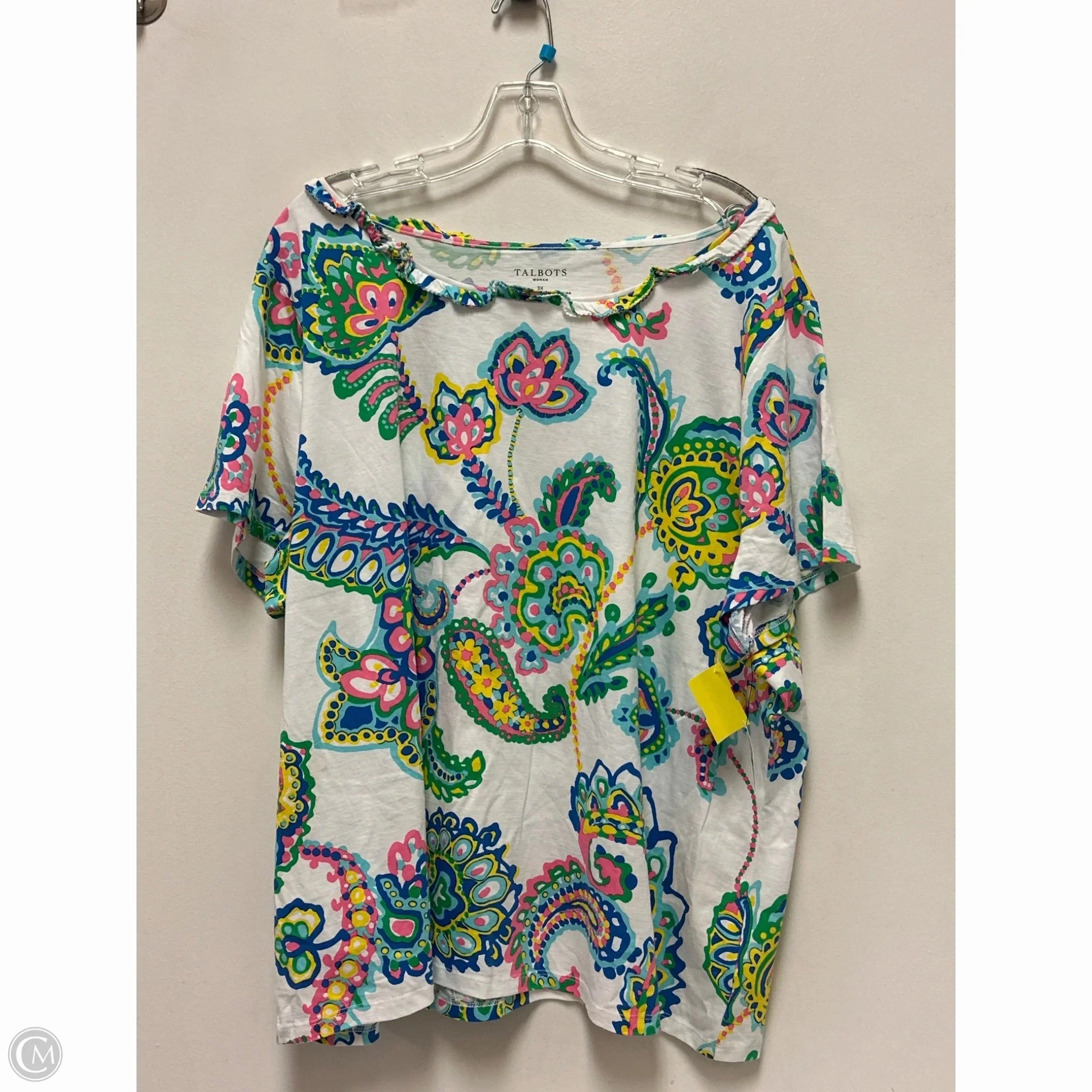 semi-formal style Quick Dry Fit Top Short Sleeve By Talbots In Multi-colored, Size: 3x
