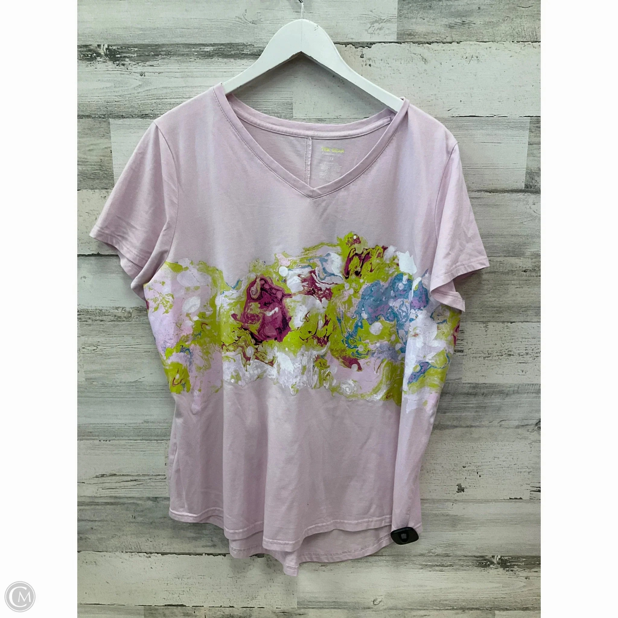 Outdoor Adventure Roomy Fit Top Short Sleeve By Tek Gear In Pink, Size: 1x