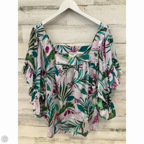 Weekend Comfort Fade Resistant Print Top Short Sleeve By Terra & Sky In Multi-colored, Size: 4x