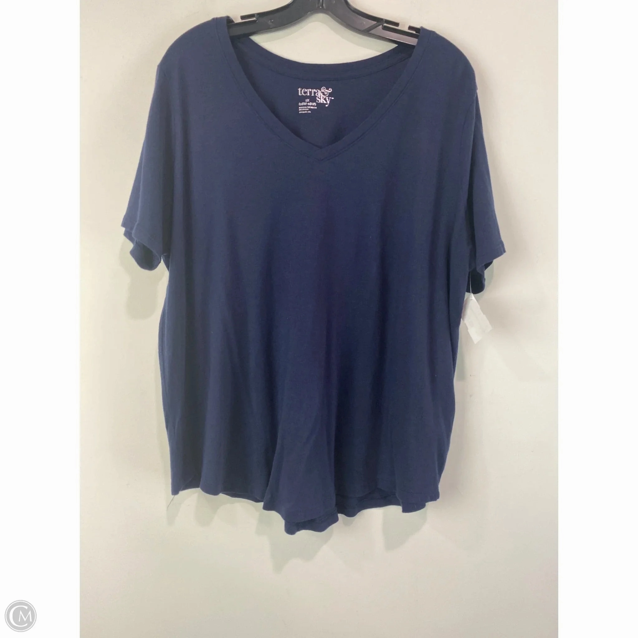 Top Short Sleeve By Terra & Sky In Navy, Size: 2x Comfy Movement Office Attire