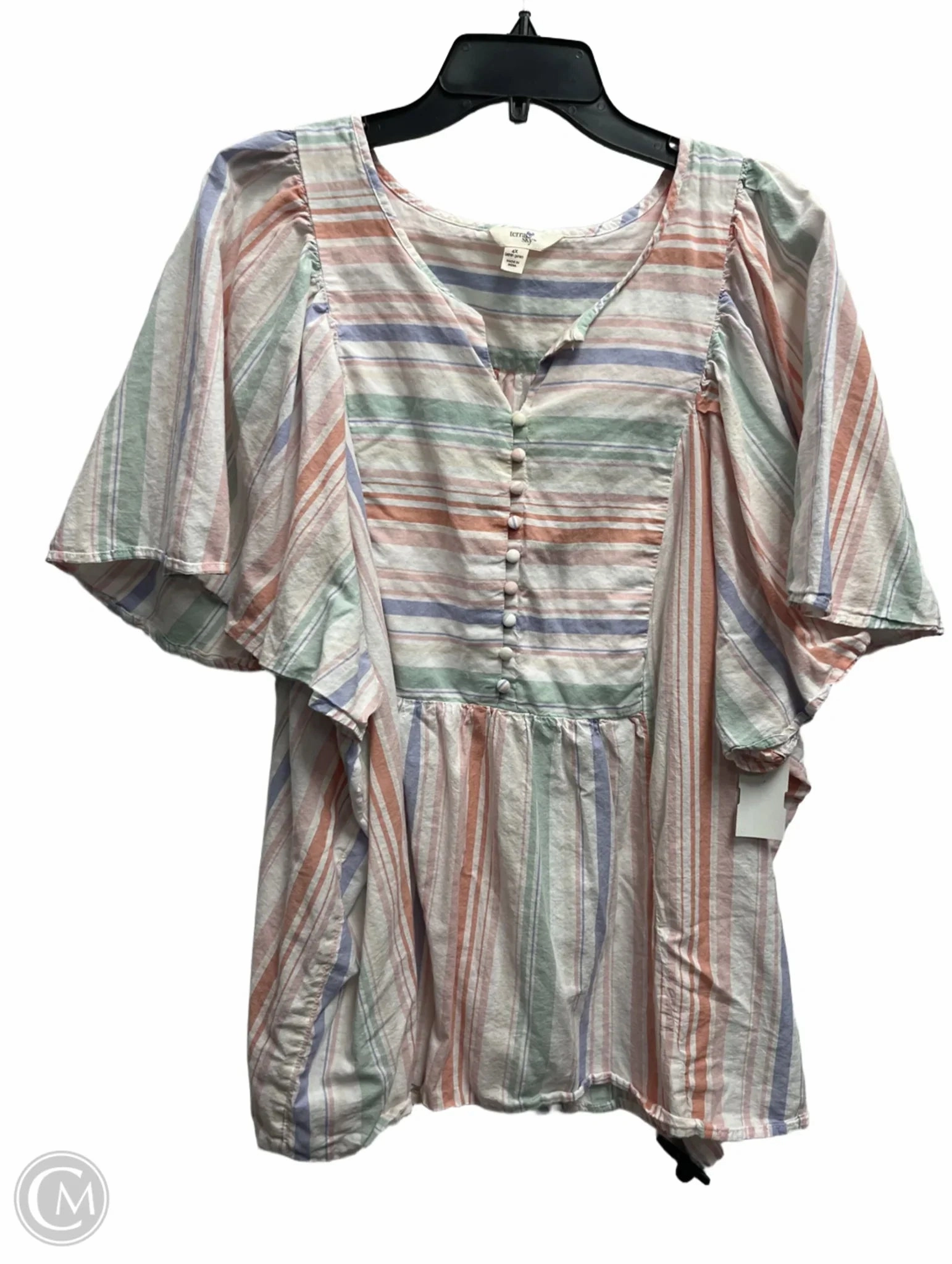 Top Short Sleeve By Terra & Sky In Pink, Size: 4x Retro