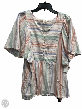 Top Short Sleeve By Terra & Sky In Pink, Size: 4x Retro