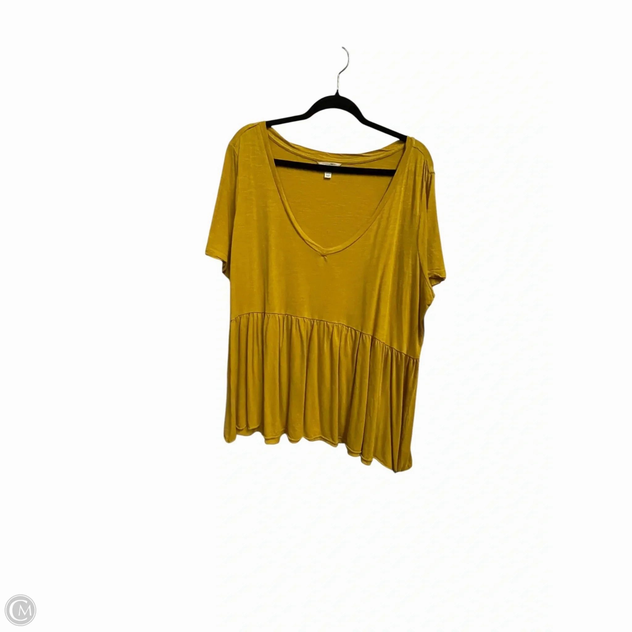 Top Short Sleeve By Terra & Sky In Yellow, Size: 1x contrast UVProtectionFinish
