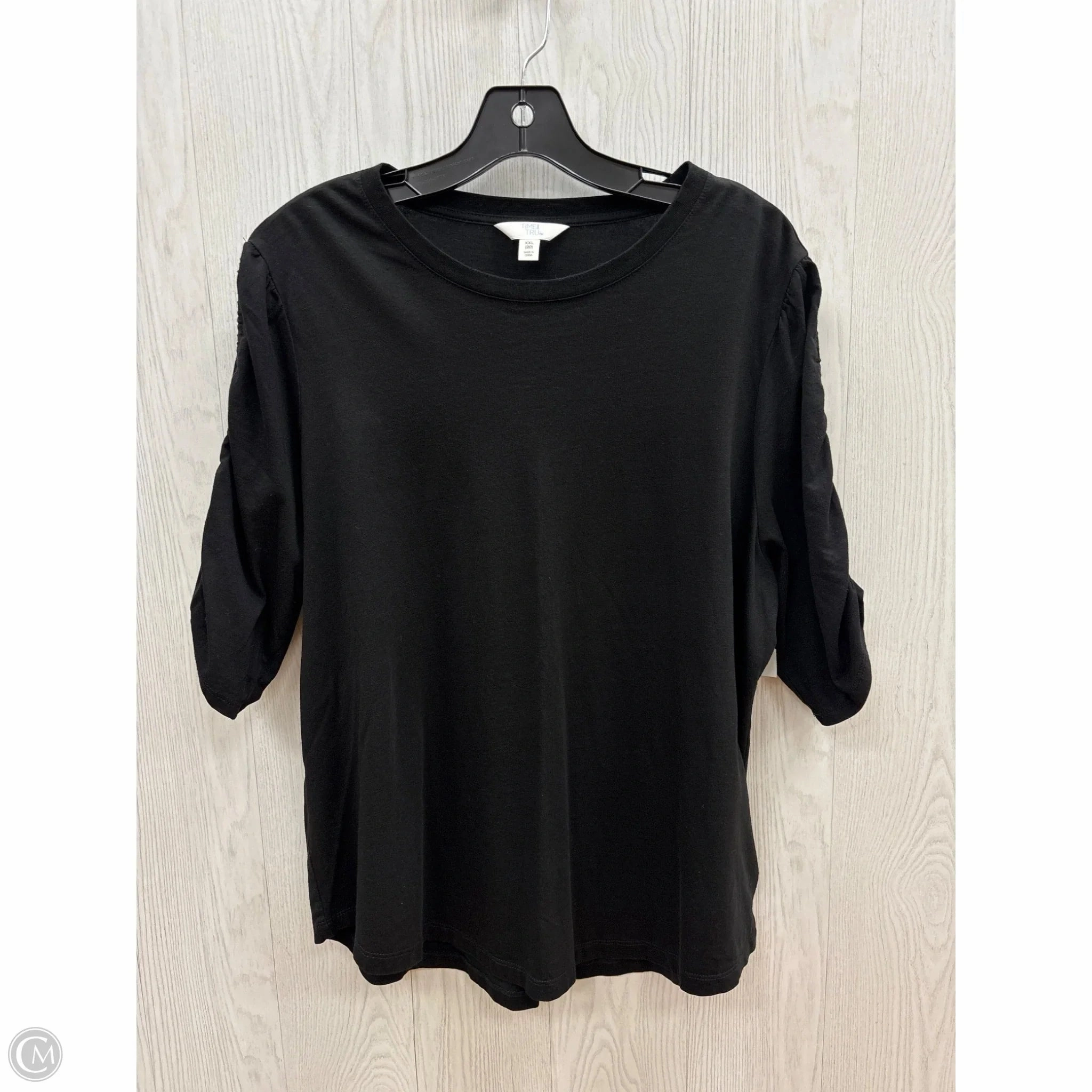 Comfortable And Versatile Top Short Sleeve By Time And Tru In Black, Size: 2x