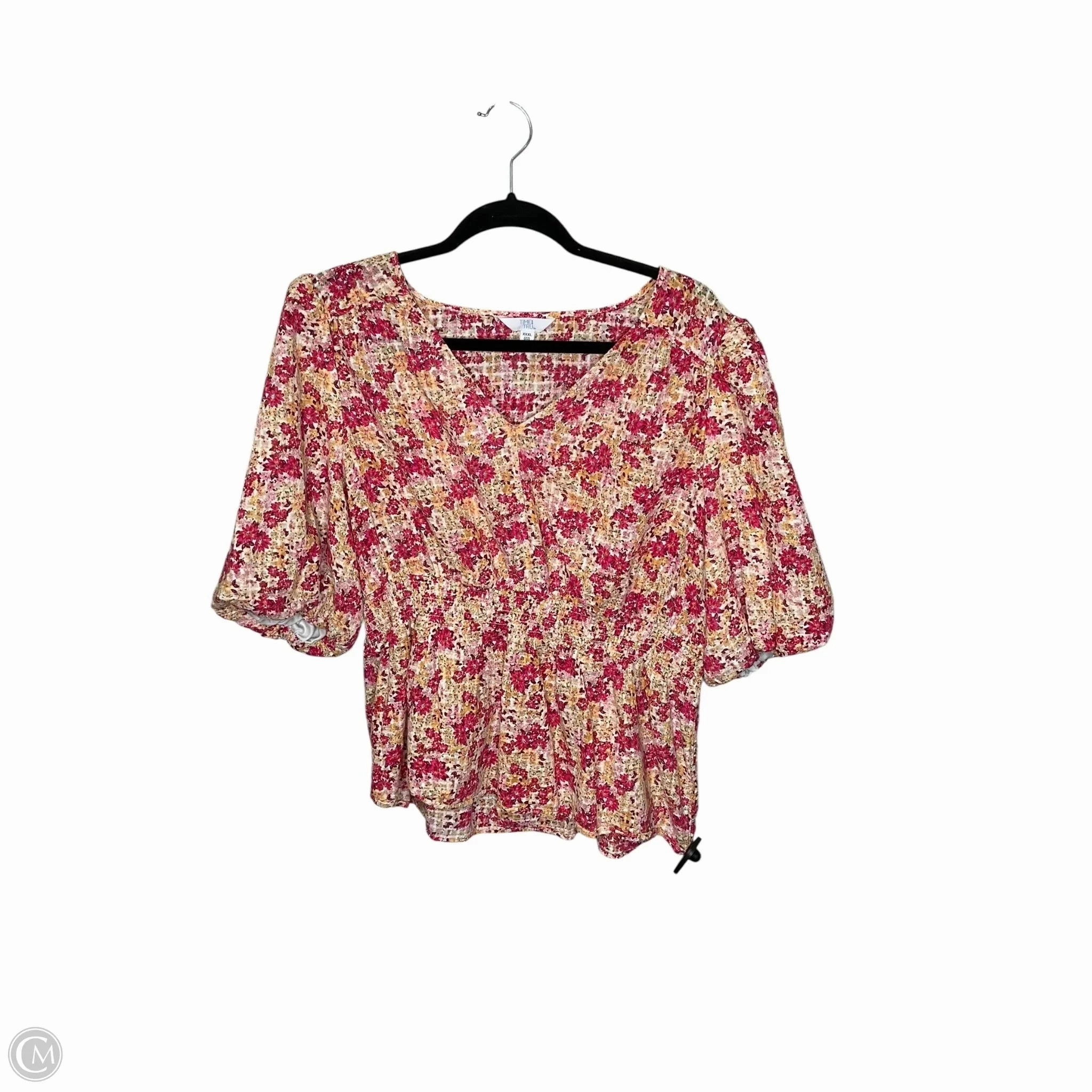 Everyday Top Athletic Fit Top Short Sleeve By Time And Tru In Floral Print, Size: 3x