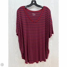 Printed Logo Spandex Enhanced Elasticity Top Short Sleeve By Time And Tru In Red, Size: 2x