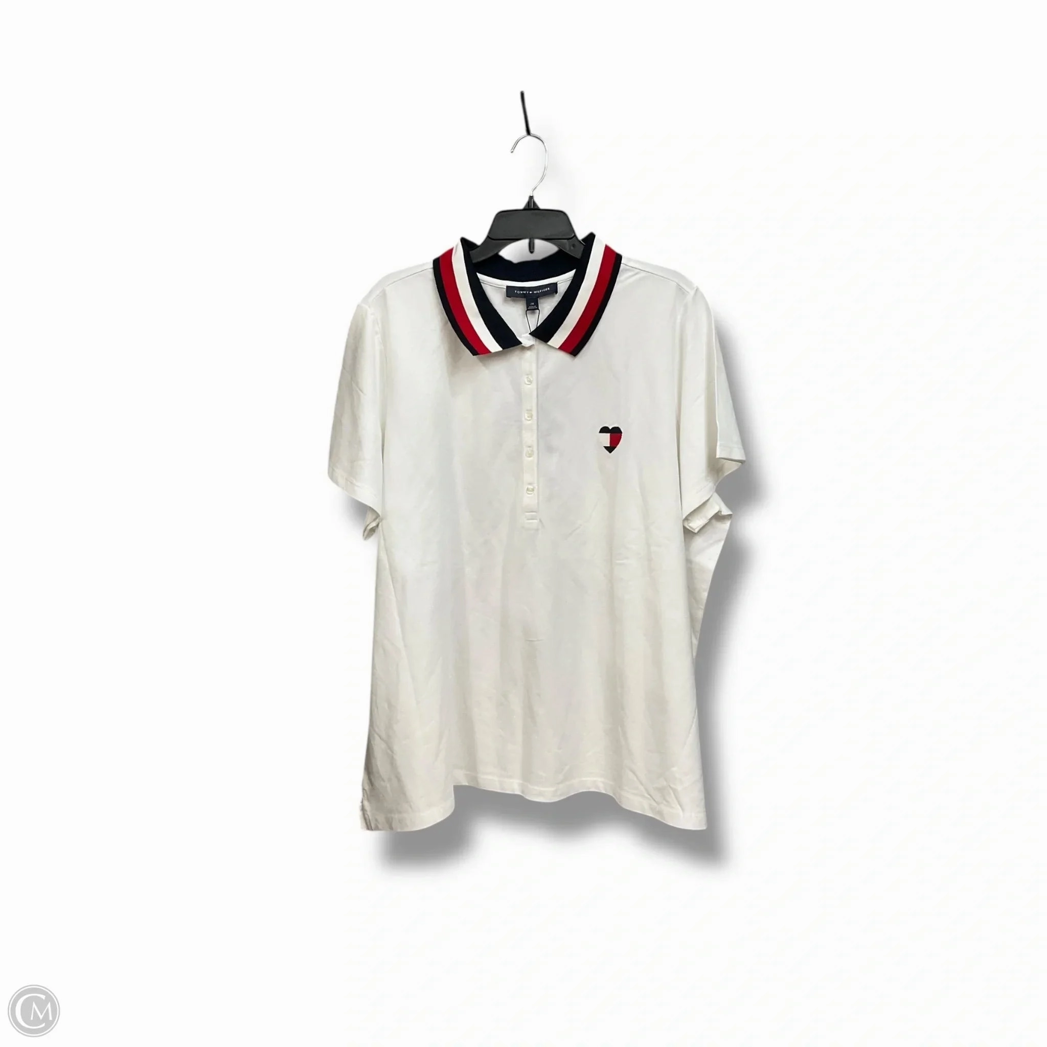 Layering Must-Have Top Short Sleeve By Tommy Hilfiger In Blue Red & White, Size: 2x