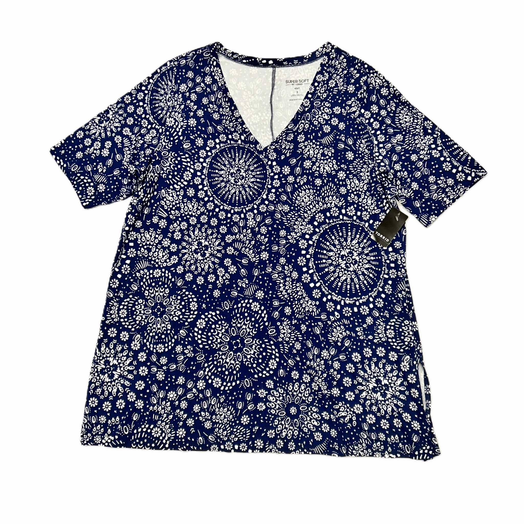 Top Short Sleeve By Torrid In Blue & White, Size: 3x Stylish Wearable Casual All-Day
