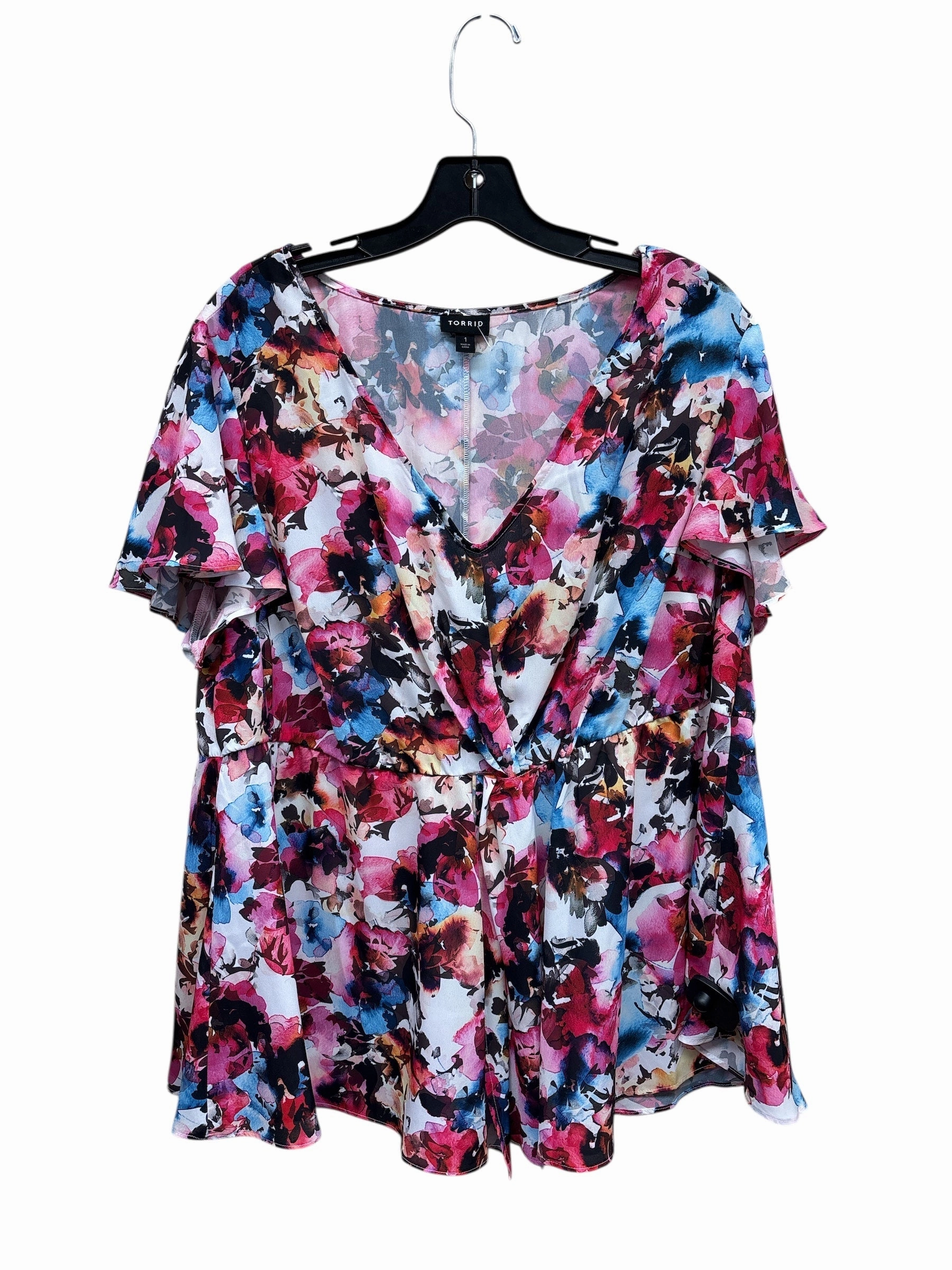 Casual Essential Wear Top Short Sleeve By Torrid In Floral Print, Size: 1x