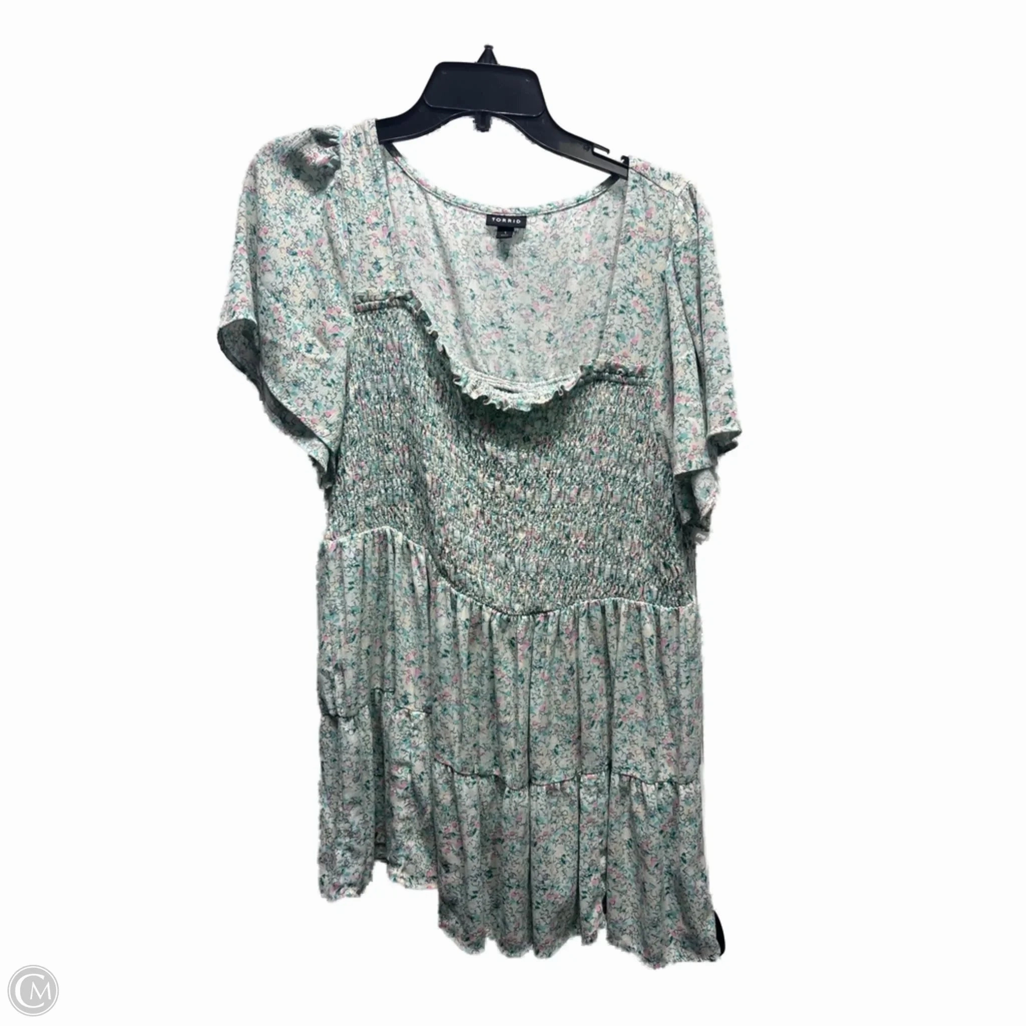 Top Short Sleeve By Torrid In Green & Pink, Size: 1x Christmas Microfiber Blend