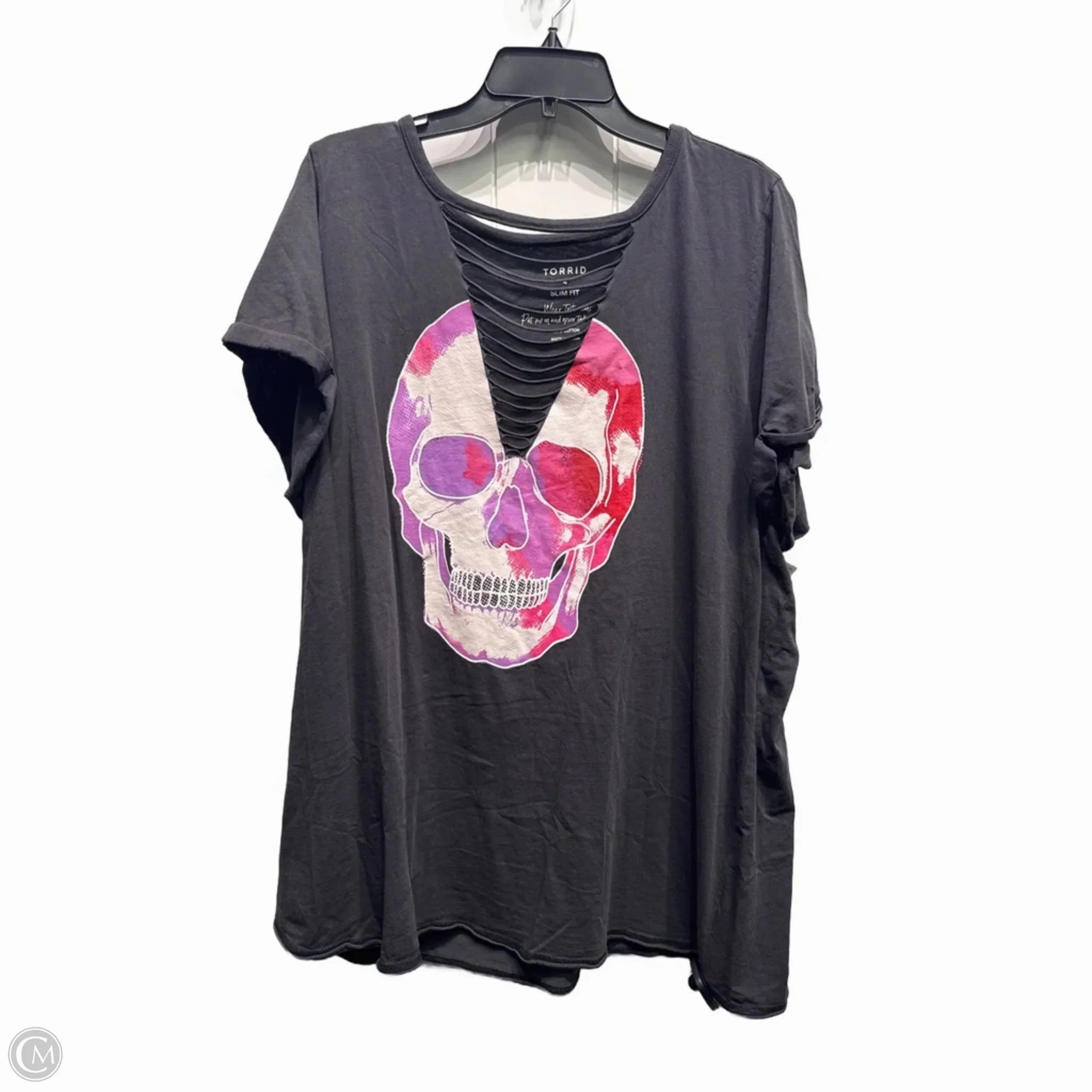 Timeless Comfort Wear Non Irritating Collar Top Short Sleeve By Torrid In Green & Pink, Size: 3x