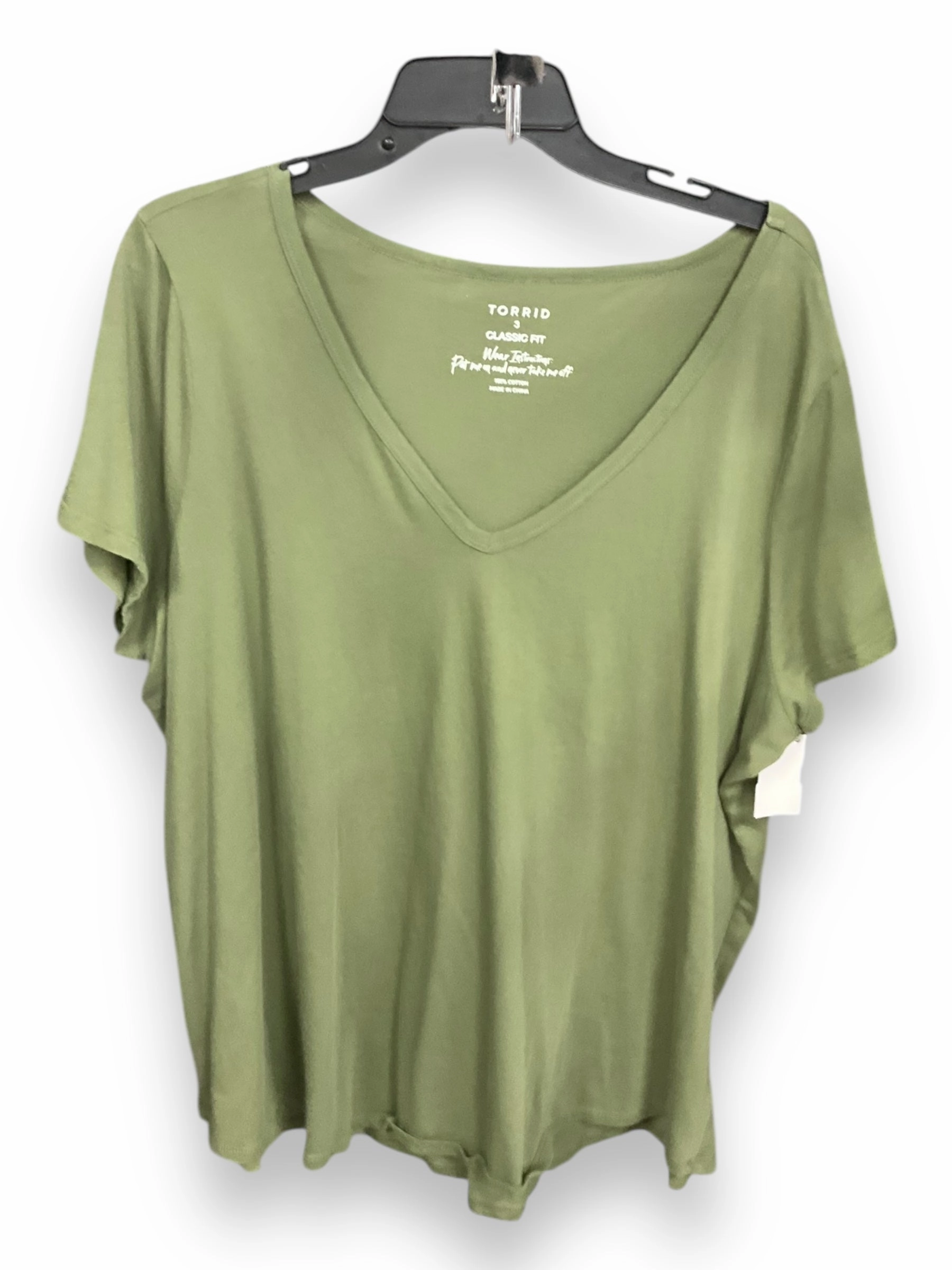 monochromatic Chic Fashion Top Short Sleeve By Torrid In Green, Size: 3x