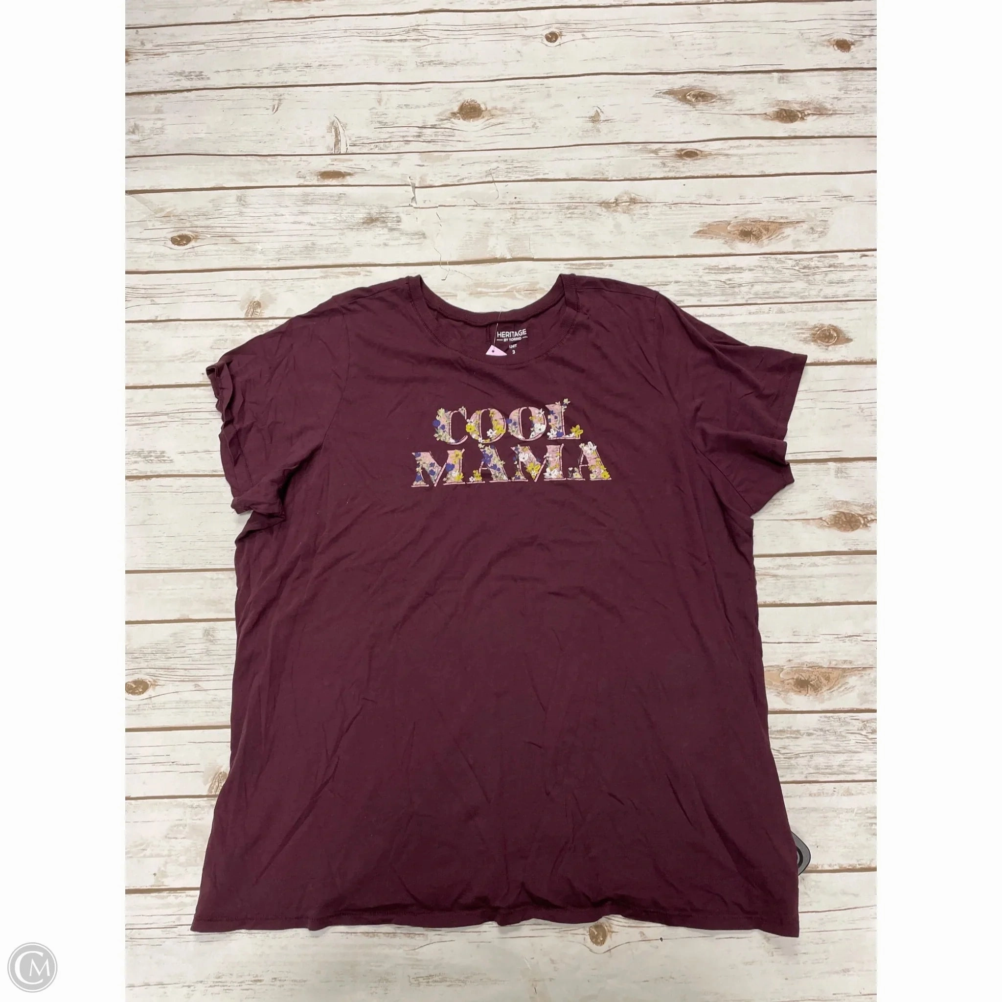 AntiPilling Treatment Formal Occasion Top Short Sleeve By Torrid In Maroon, Size: 3x