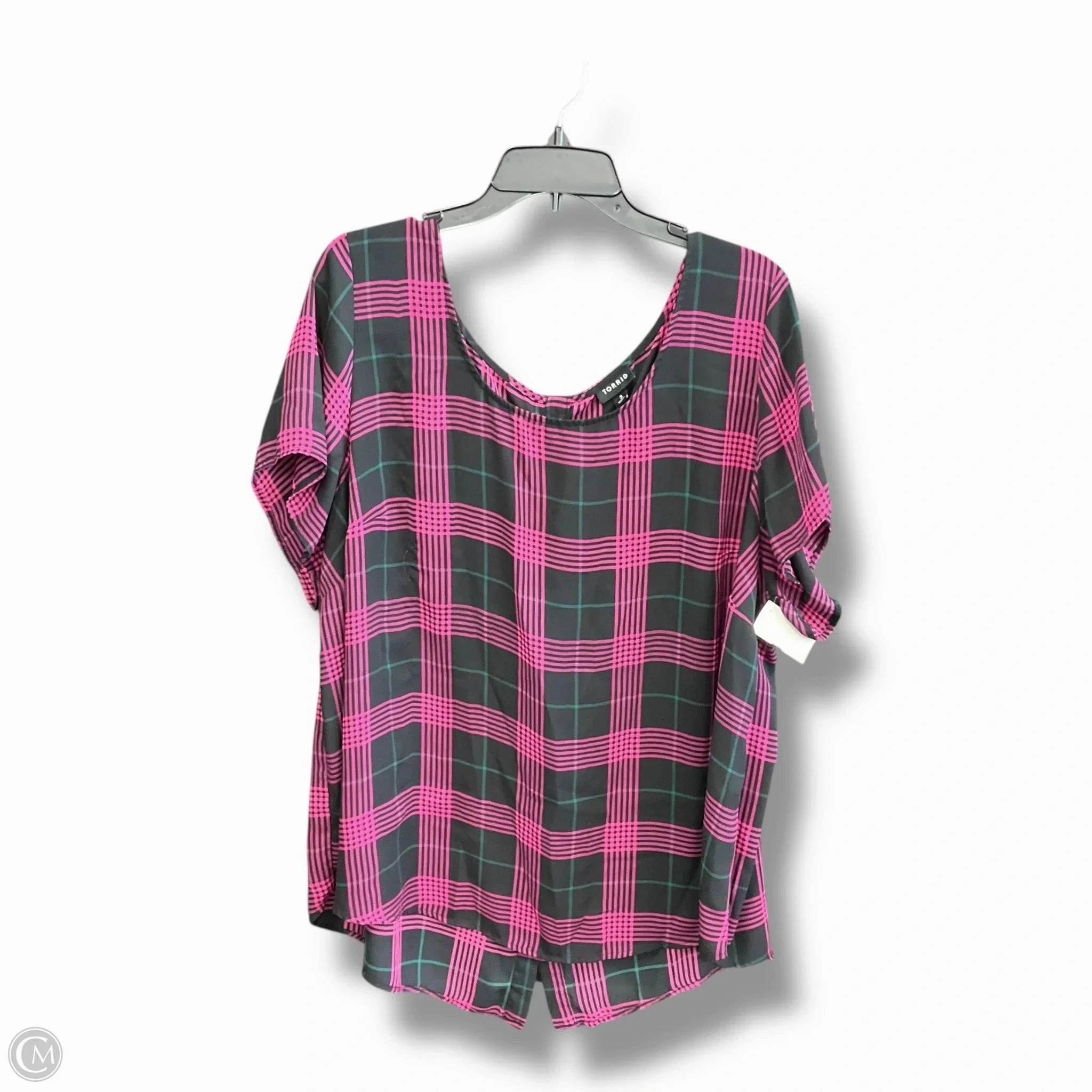 Top Short Sleeve By Torrid In Plaid Pattern, Size: 3x LongLastingColor