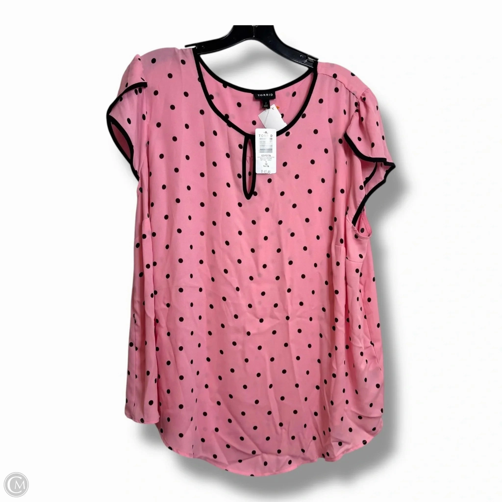 Top Short Sleeve By Torrid In Polkadot Pattern, Size: 1x semi-formal style