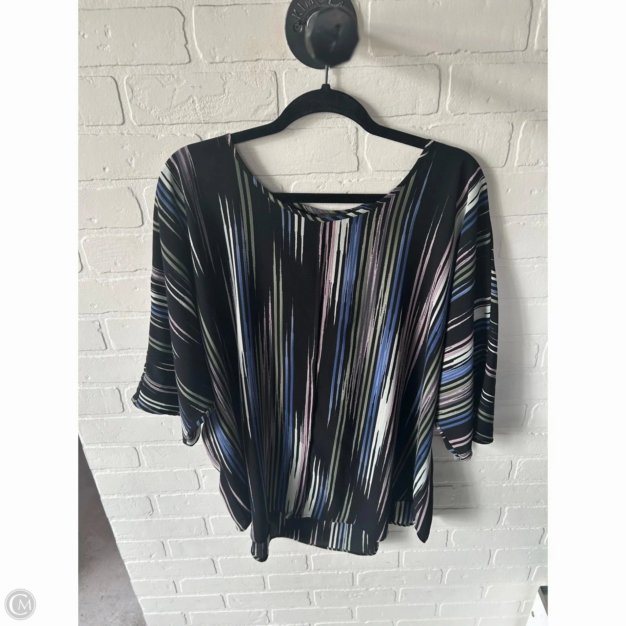 Top Short Sleeve By Vince Camuto In Black & White, Size: 2x Active Flex Sustainable Dye Process