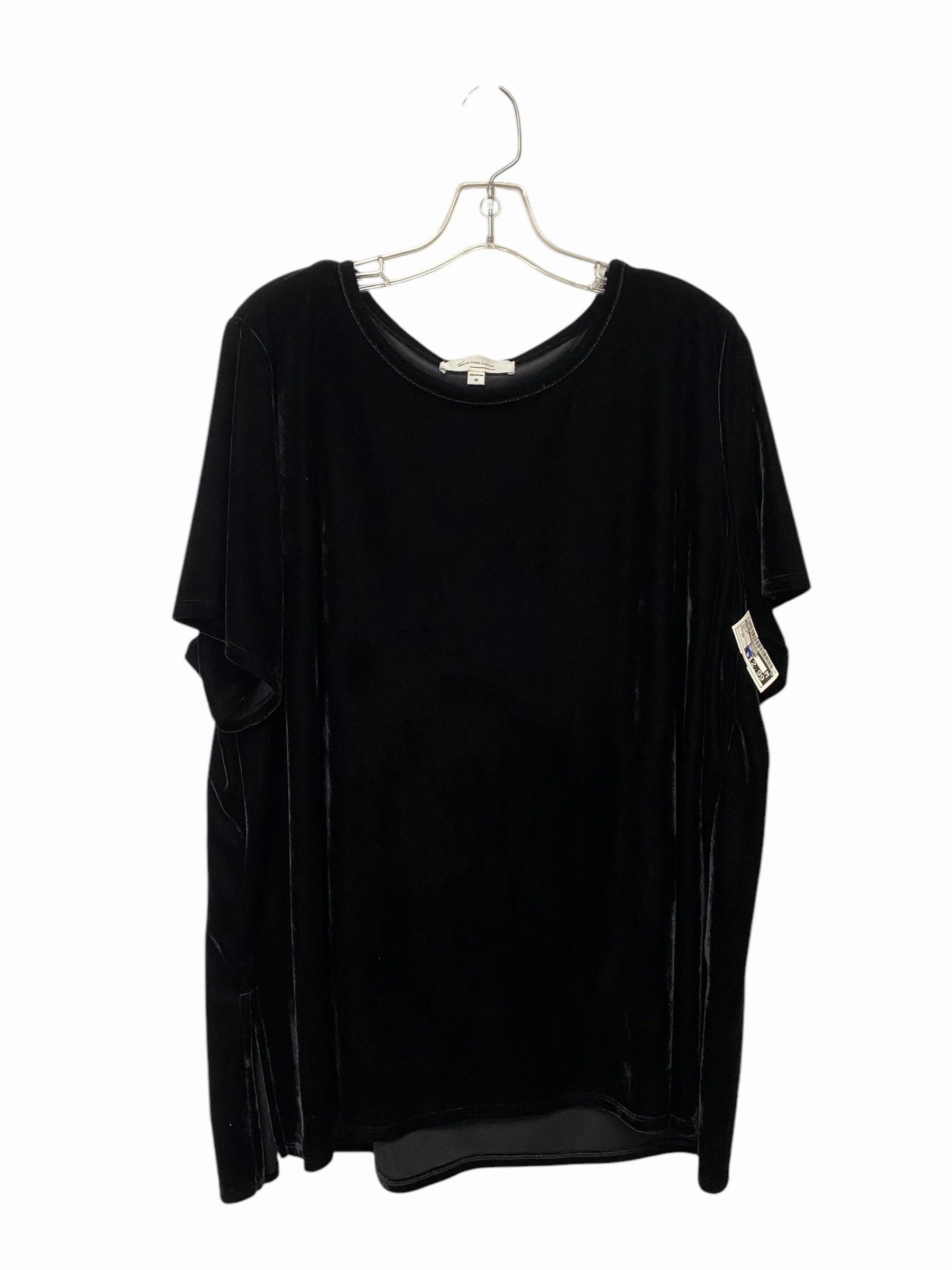 Top Short Sleeve By Vince Camuto In Black, Size: 3x FadeResistant Party fun