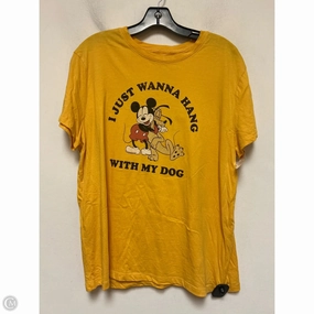 Versatile Style SunProtectionFabric Top Short Sleeve By Walt Disney In Yellow, Size: 2x