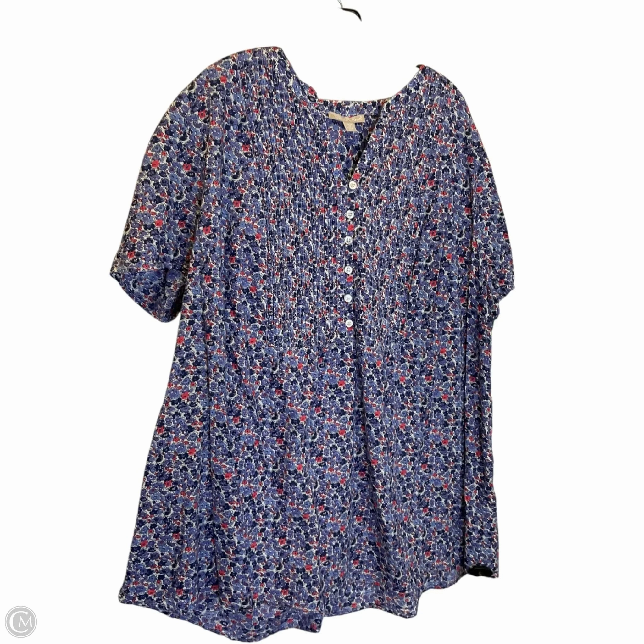 Travel Light Top Short Sleeve By Woman Within In Blue, Size: 2x