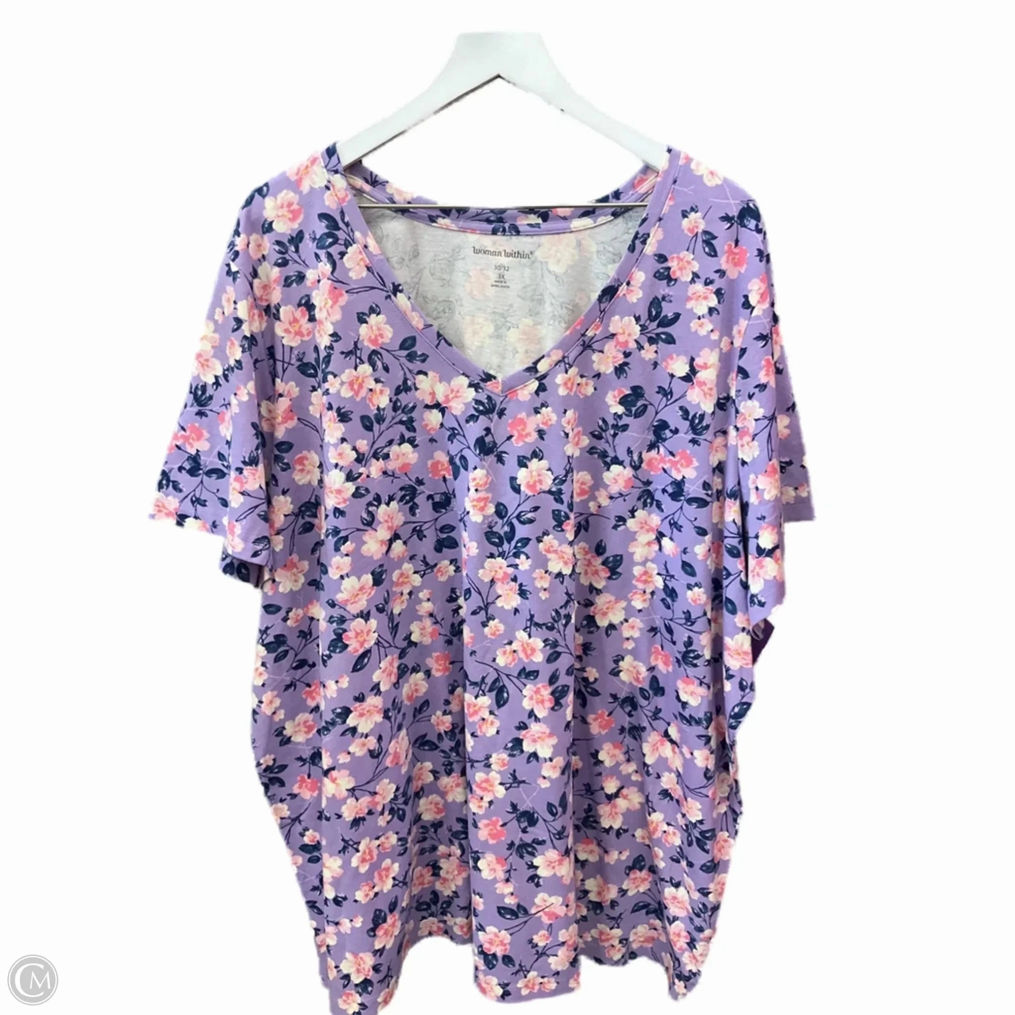 Top Short Sleeve By Woman Within In Purple, Size: 3x Comfortable And Versatile monochromatic