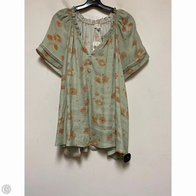 petite size Top Short Sleeve By Wonderly In Green & Orange, Size: 2x