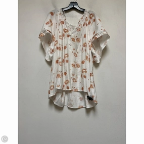 V-Neck Bold colors Top Short Sleeve By Wonderly In Orange & White, Size: 2x