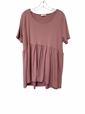 Pre Shrunk Fabric Top Short Sleeve By Zenana Outfitters In Pink, Size: 2x