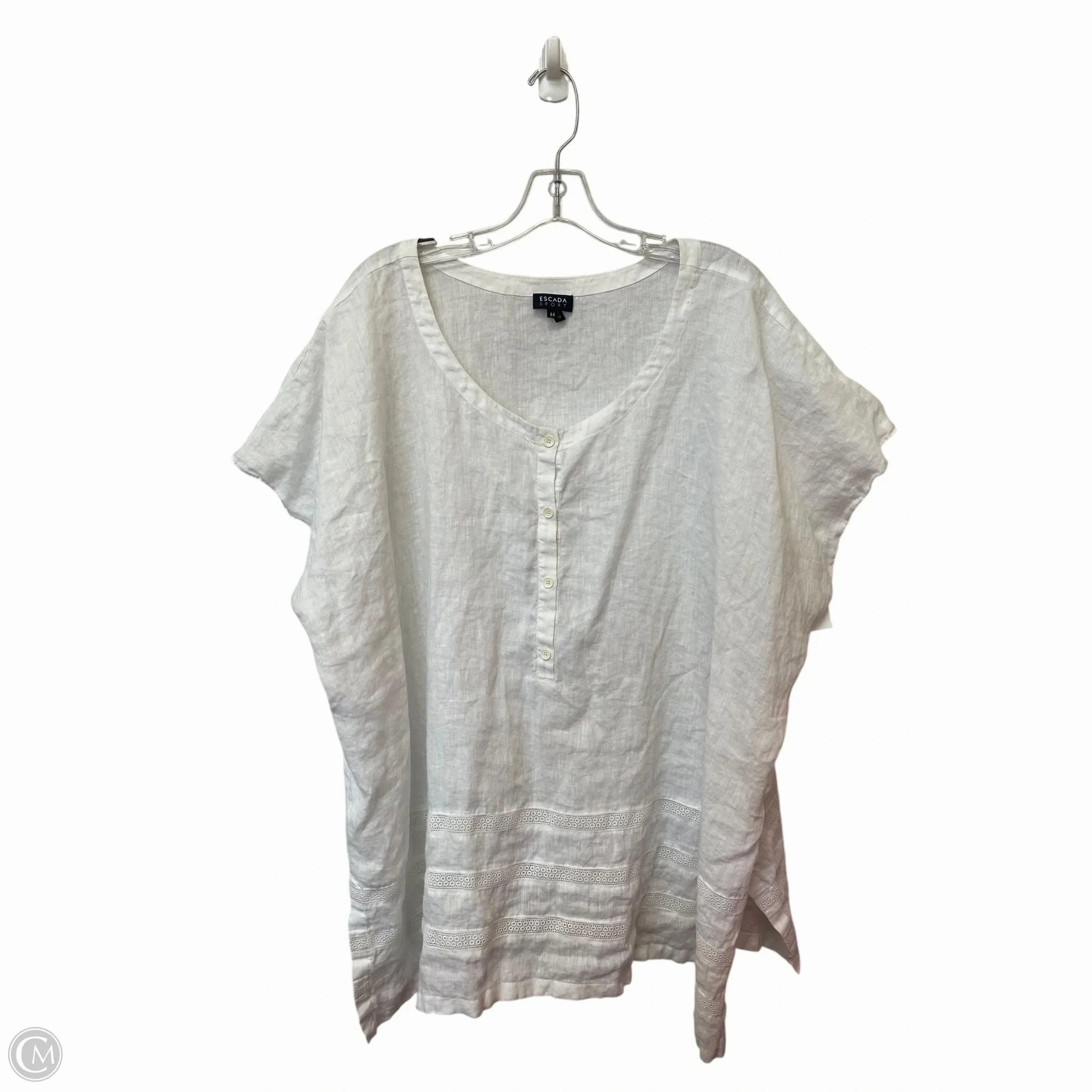 Top Short Sleeve Designer By Escada In White, Size: 3x Chic Comfort