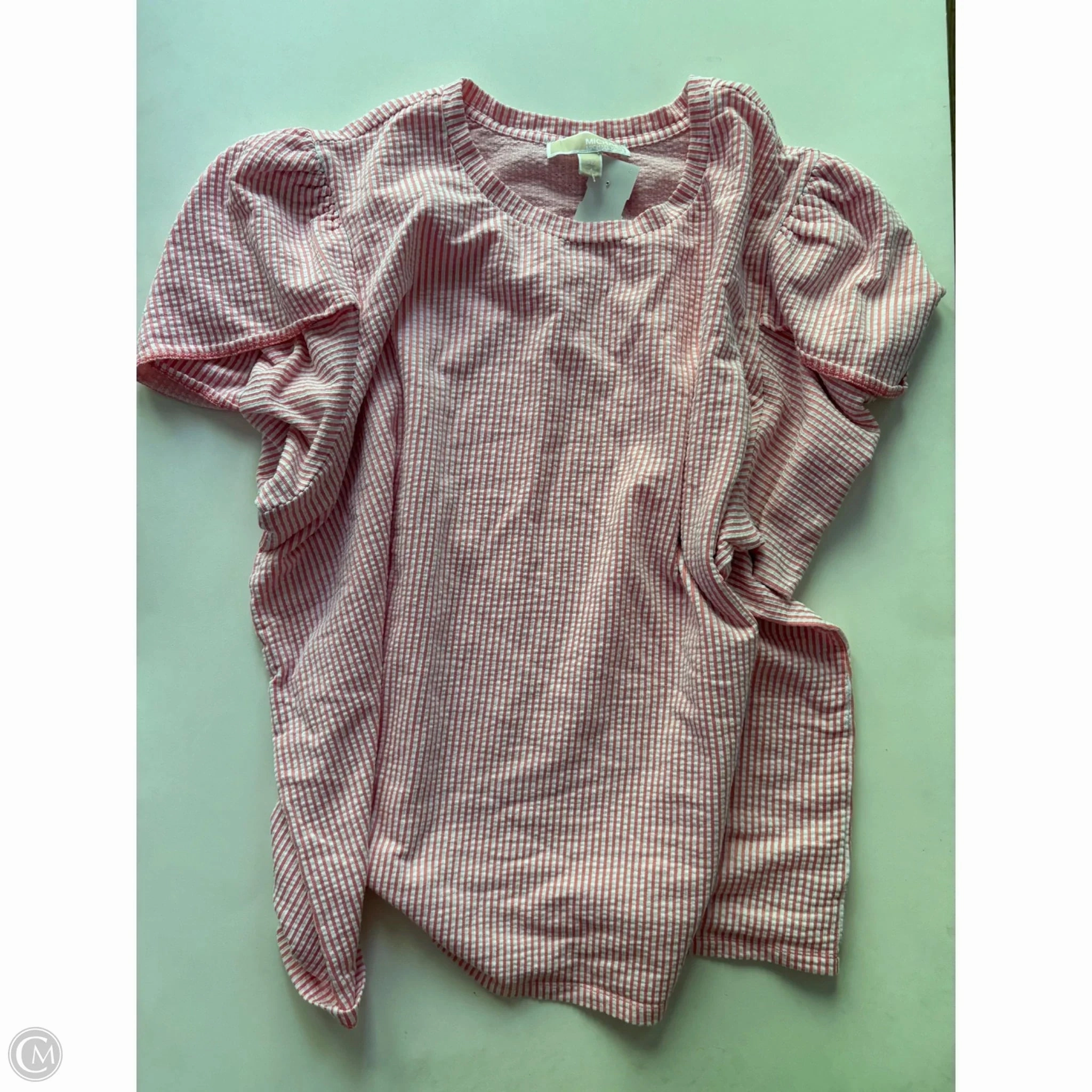 Top Short Sleeve Designer By Michael Kors In Striped Pattern, Size: 3x Comfy Design Wear Chic and Cozy