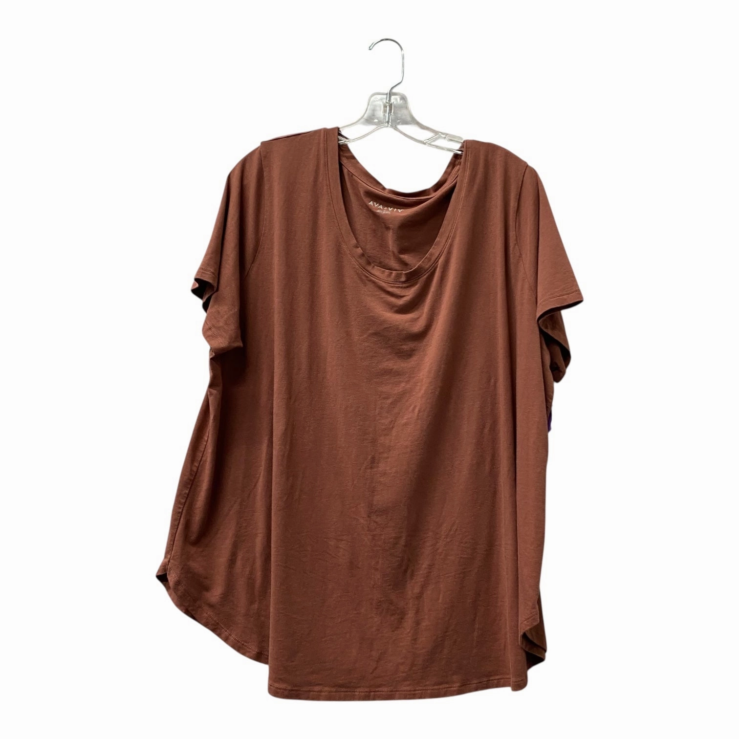 Top Ss Basic By Ava & Viv In Tan, Size:2X Active Fit