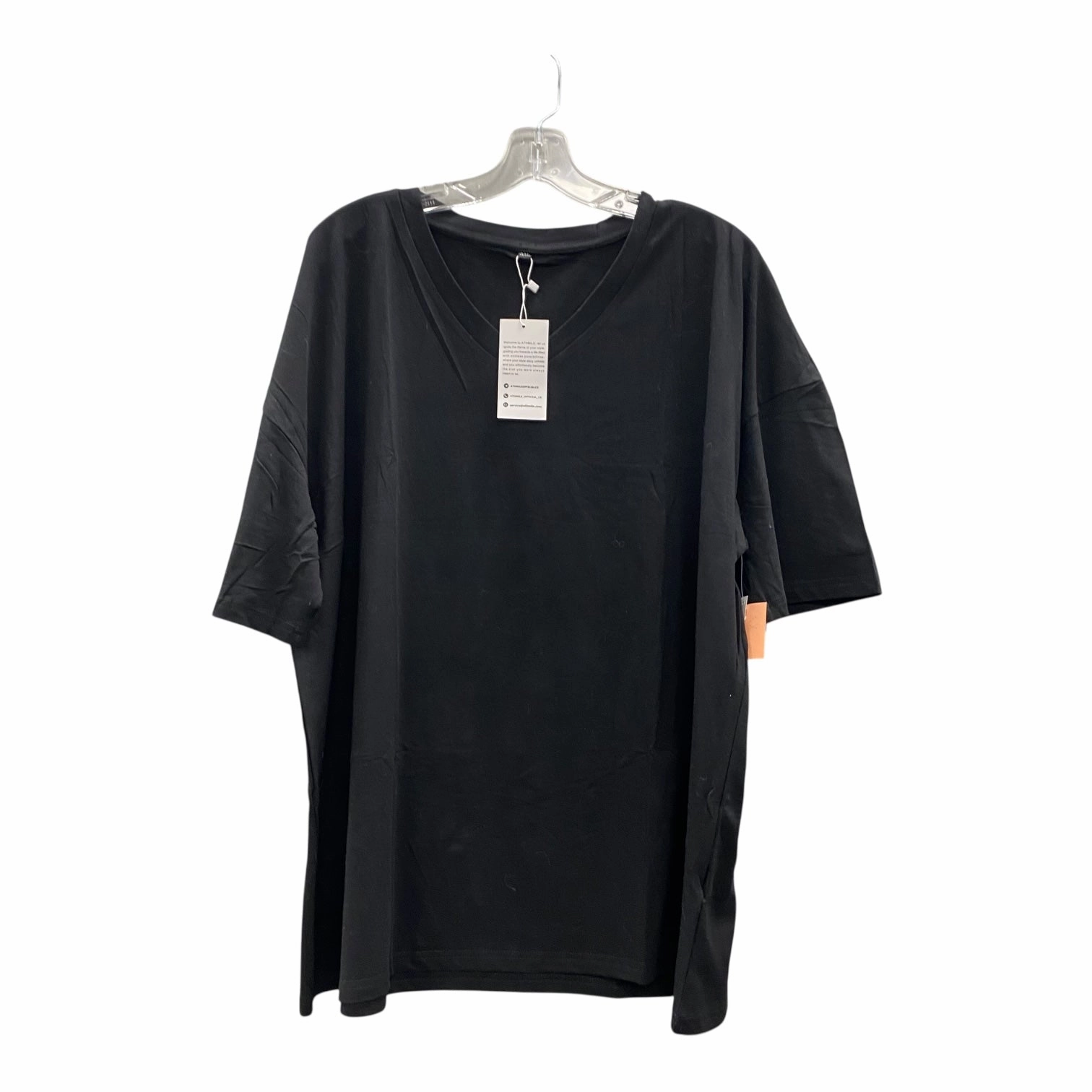 MoistureWickingFabric Reinforced Shoulder Stitching Top Ss Basic By Cme In Black, Size:1X