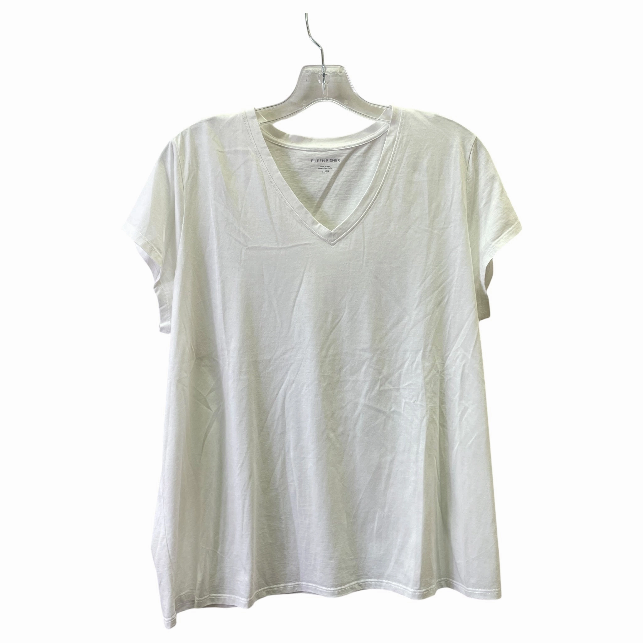 Affordable Fashion Top Ss Basic By Eileen Fisher In White, Size:Xl