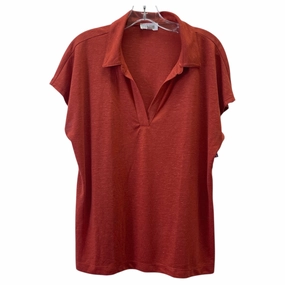 GarmentDyedTexture Top Ss Basic By Loft In Orange, Size:Xl