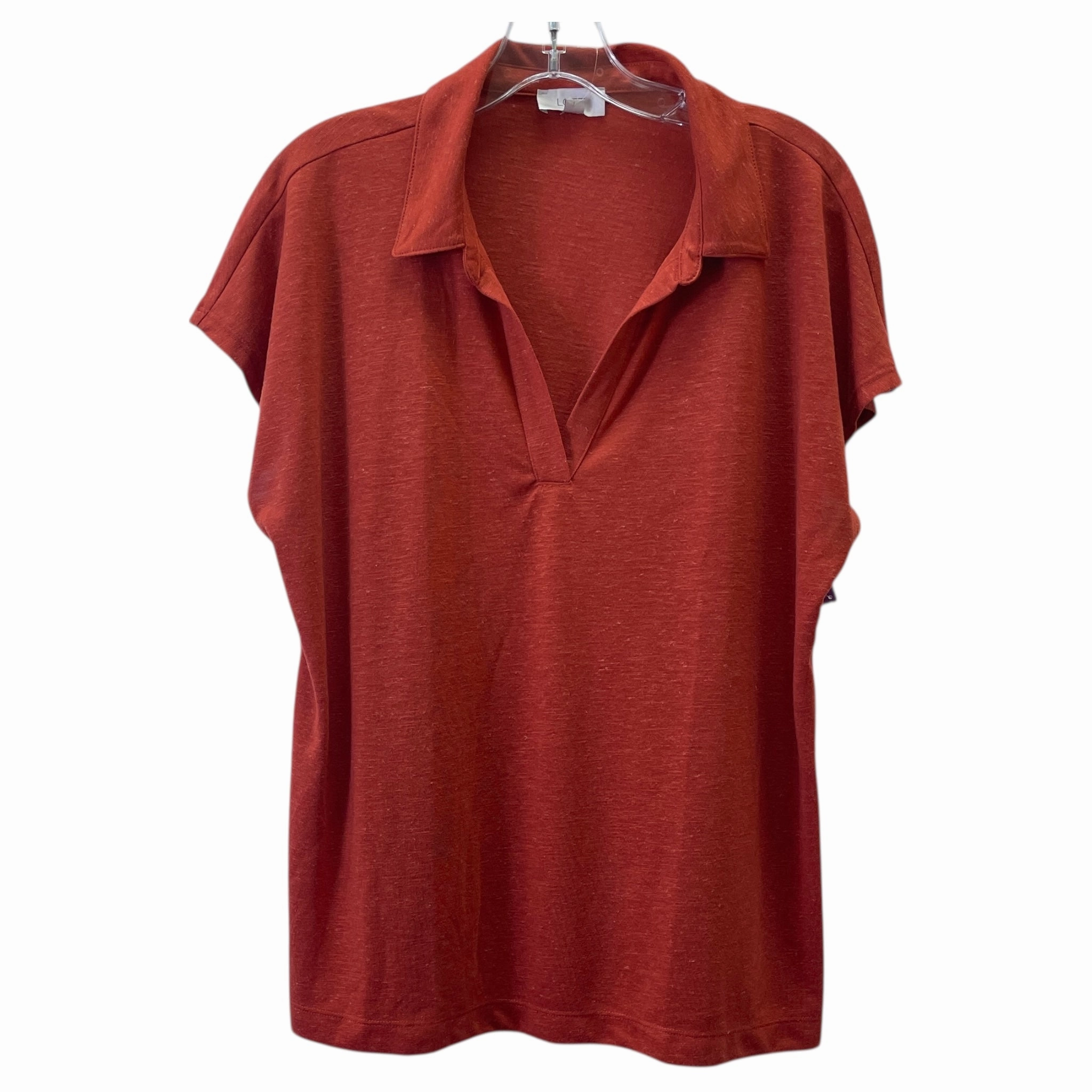 GarmentDyedTexture Top Ss Basic By Loft In Orange, Size:Xl