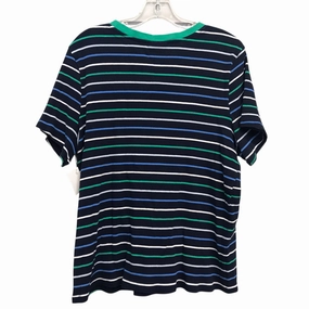 Garment Washed Texture Top Ss Basic By Style And Company In Striped Pattern, Size:3X